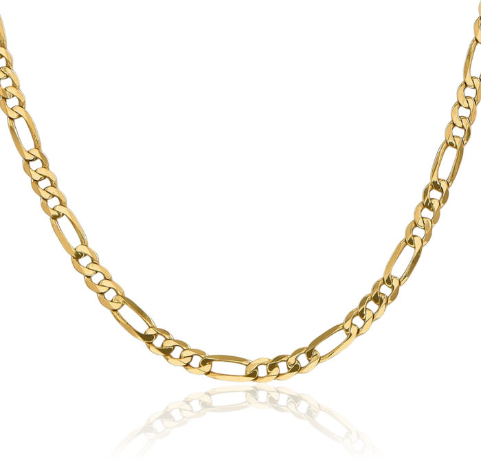 10K Solid Yellow Gold 4.75mm Figaro Link Chain Necklace