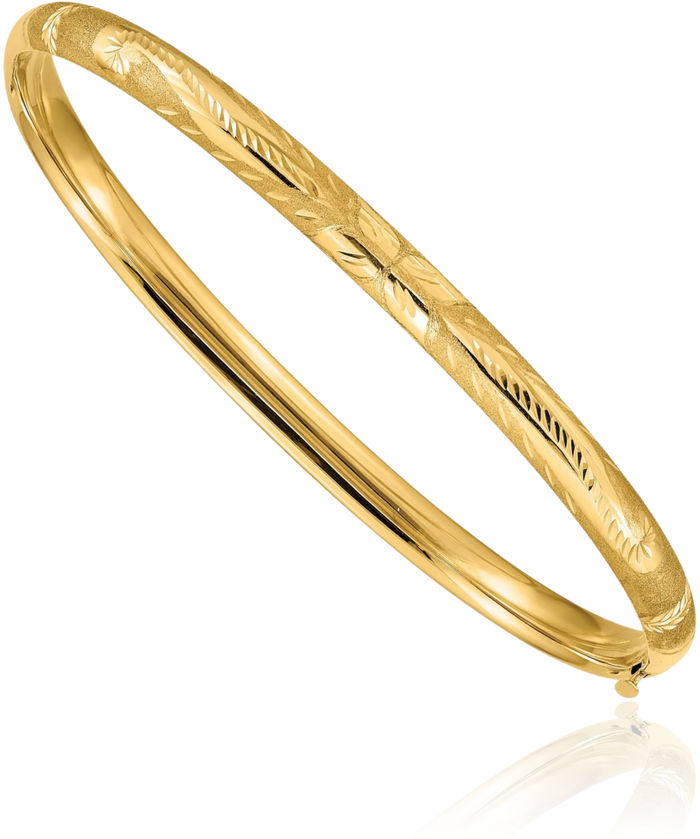 10K Solid Yellow Gold 4.75mm Florentine Bangle Bracelet