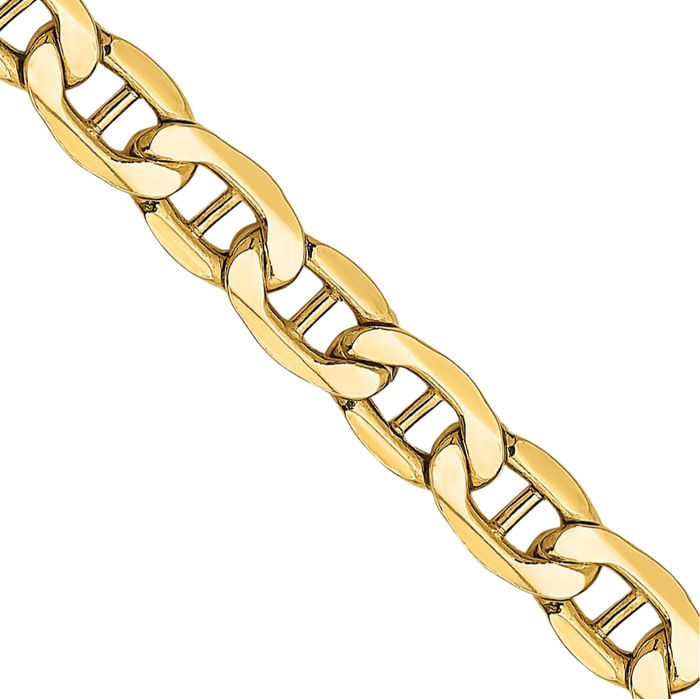 10K Solid Yellow Gold 4.75mm Anchor Mariner Link Chain Necklace