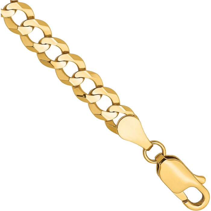 10K Solid Yellow Gold 4.7mm Cuban Curb Link Chain Bracelet