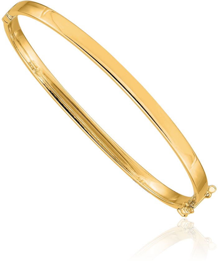 10K Solid Yellow Gold 4mm Bangle Bracelet