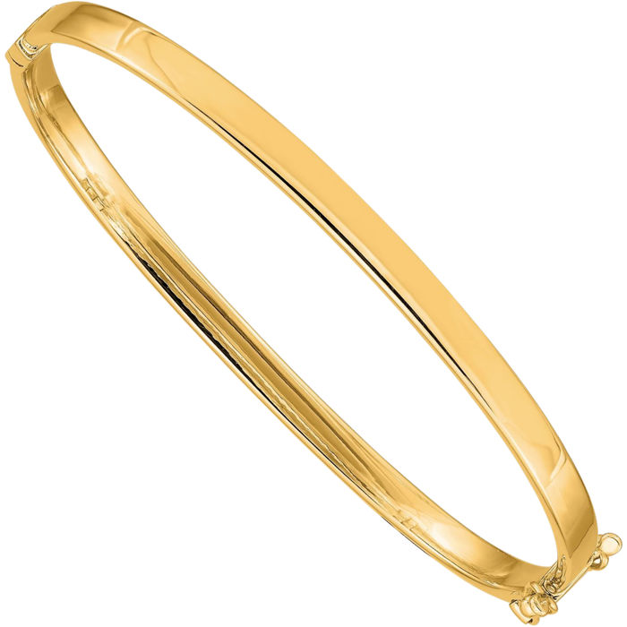 10K Solid Yellow Gold 4mm Bangle Bracelet