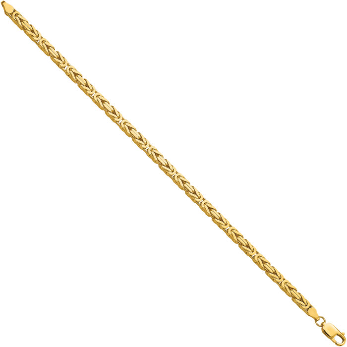 10K Solid Yellow Gold 4mm Byzantine Link Chain Bracelet