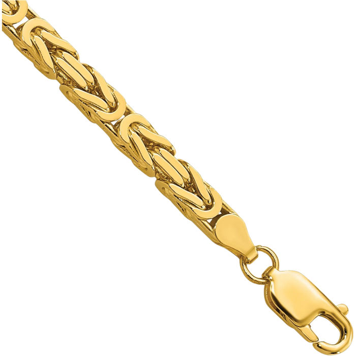 10K Solid Yellow Gold 4mm Byzantine Link Chain Bracelet