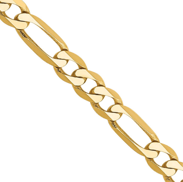 10K Solid Yellow Gold 4mm Figaro Link Chain Necklace