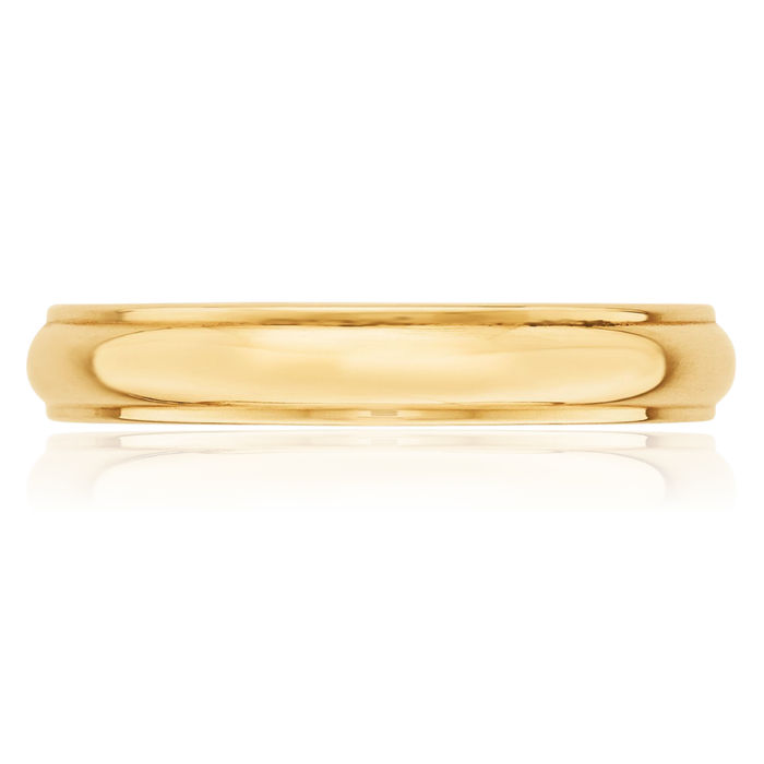 10K Solid Yellow Gold 4mm Half Round Edge Plain Classic Wedding Band Ring