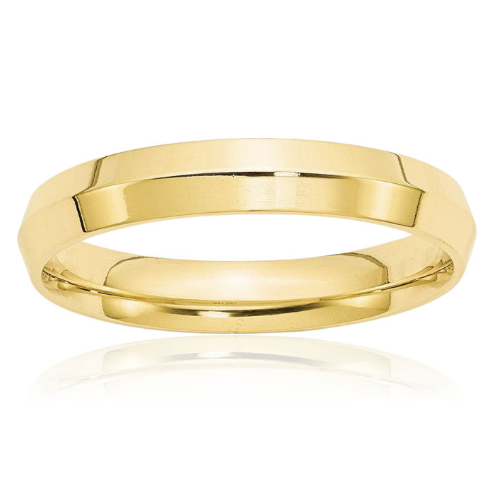 10K Solid Yellow Gold 4mm Knife Edge Comfort Fit Plain Classic Wedding Band Ring