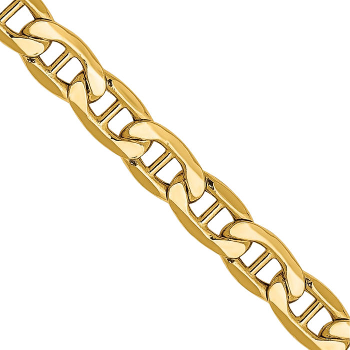 10K Solid Yellow Gold 4mm Anchor Mariner Link Chain Necklace