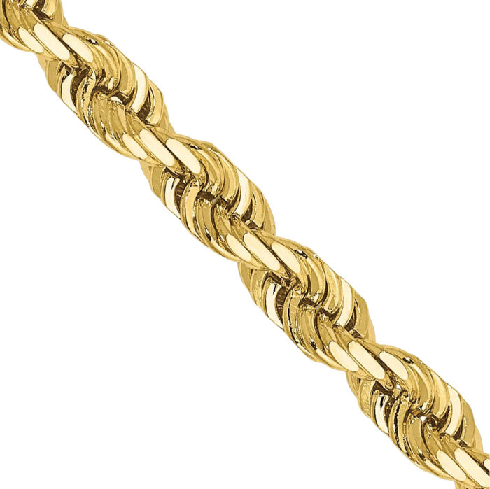 10K Solid Yellow Gold 4mm Quadruple Rope Chain Twisted Link Necklace