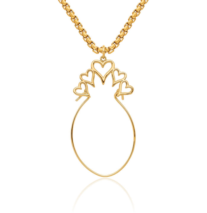 10K Solid Yellow Gold 5 Heart Necklace Love Pendant Charm Holder