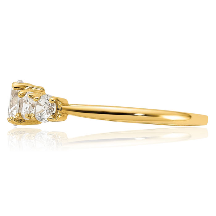 10K Solid Yellow Gold 5 Stone Cubic Zirconia CZ Engagement Ring