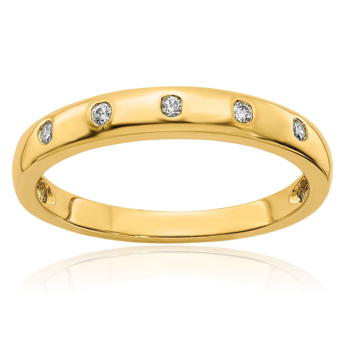 10K Solid Yellow Gold 5 Stone Diamond Ring