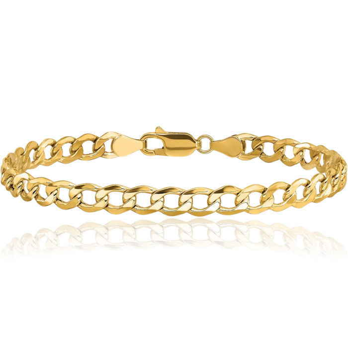 10K Solid Yellow Gold 5.25mm Curb Link Chain Bracelet