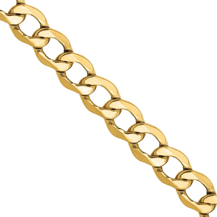 10K Solid Yellow Gold 5.25mm Curb Link Chain Necklace