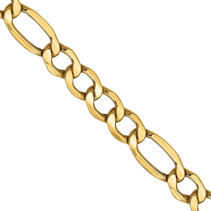 10K Solid Yellow Gold 5.35mm Figaro Link Chain Necklace