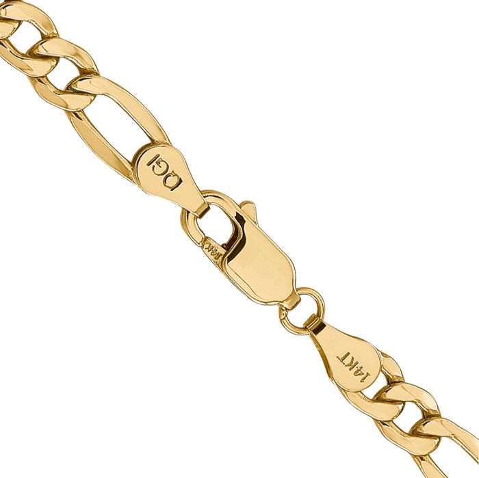 10K Solid Yellow Gold 5.35mm Figaro Link Chain Necklace