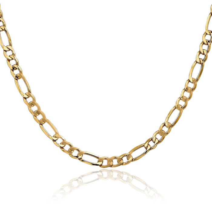 10K Solid Yellow Gold 5.35mm Figaro Link Chain Necklace