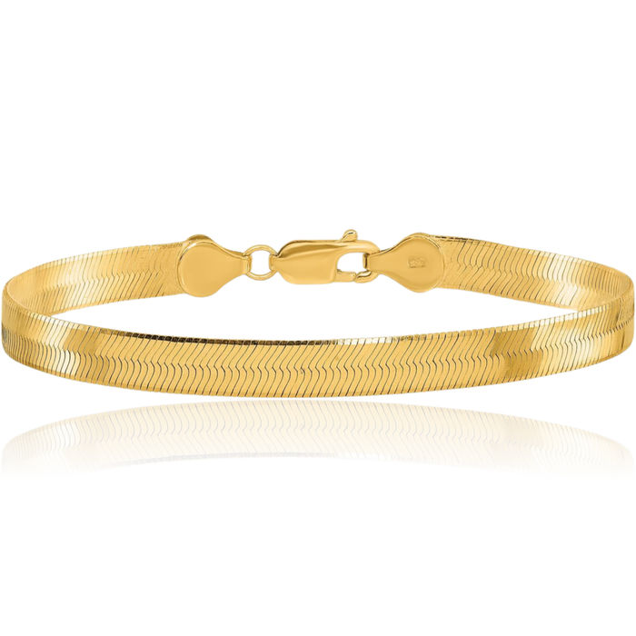 10K Solid Yellow Gold 5.5mm Herringbone Chain Bracelet