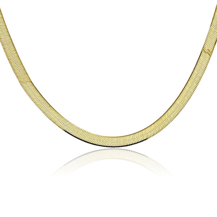 10K Solid Yellow Gold 5.5mm Herringbone Chain Necklace