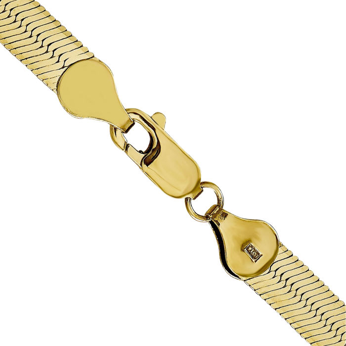 10K Solid Yellow Gold 5.5mm Herringbone Chain Necklace