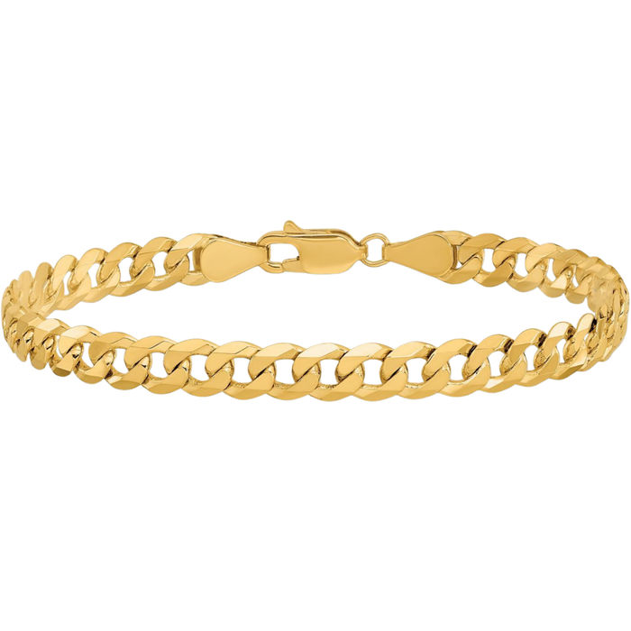 10K Solid Yellow Gold 5.75mm Curb Link Chain Bracelet