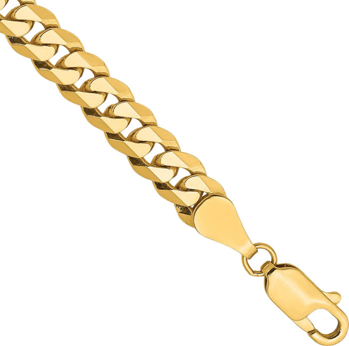 10K Solid Yellow Gold 5.75mm Curb Link Chain Bracelet