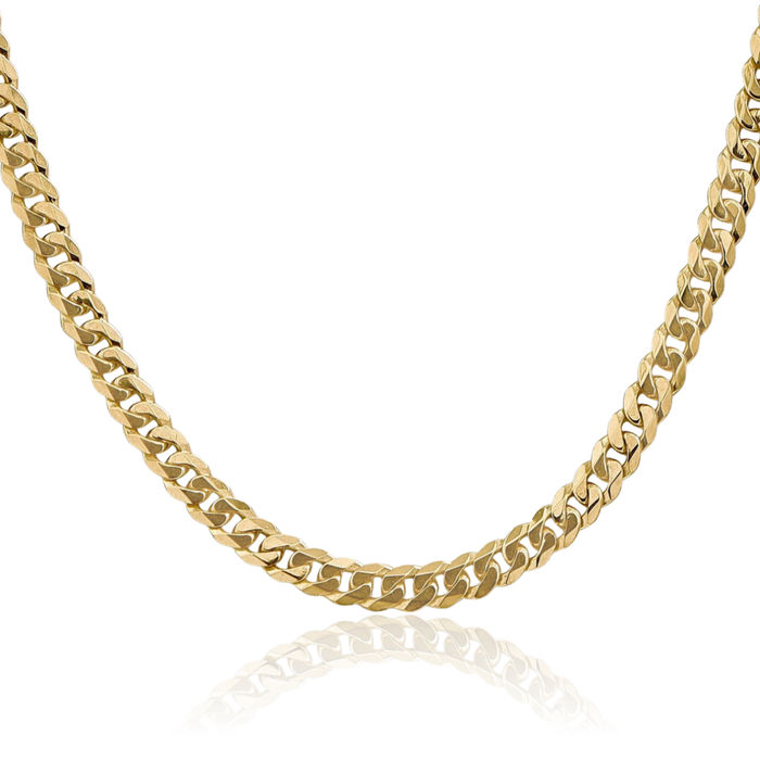 10K Solid Yellow Gold 5.75mm Curb Link Chain Necklace