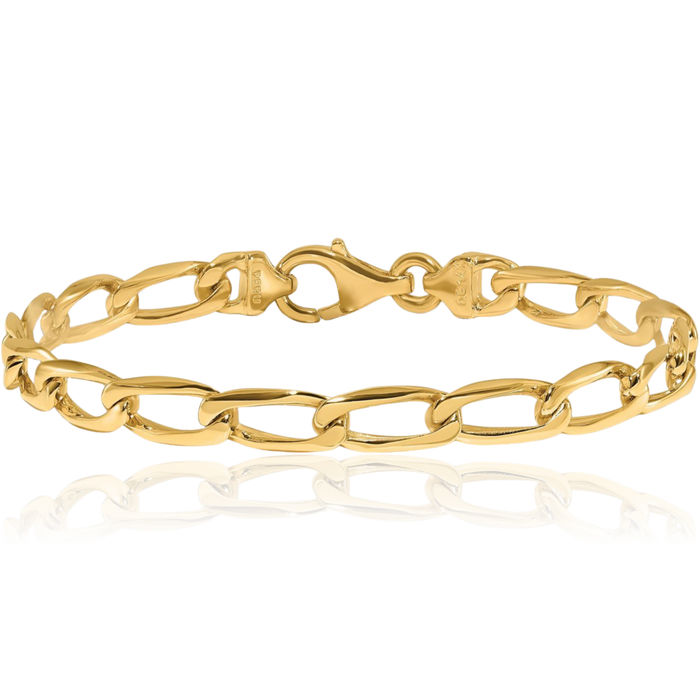 10K Solid Yellow Gold 6.5mm Curb Link Chain Bracelet