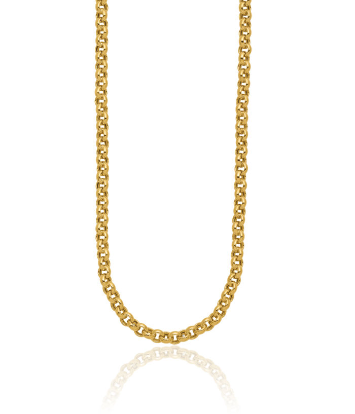 10K Solid Yellow Gold 5mm Cable Rolo Link Chain Belcher Necklace