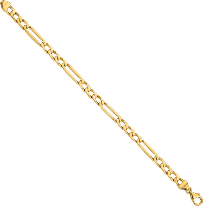 10K Solid Yellow Gold 5mm Figaro Link Chain Bracelet