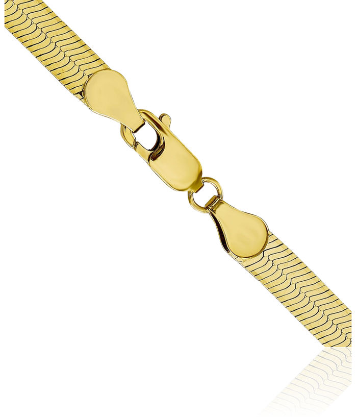 10K Solid Yellow Gold 5mm Herringbone Chain Necklace