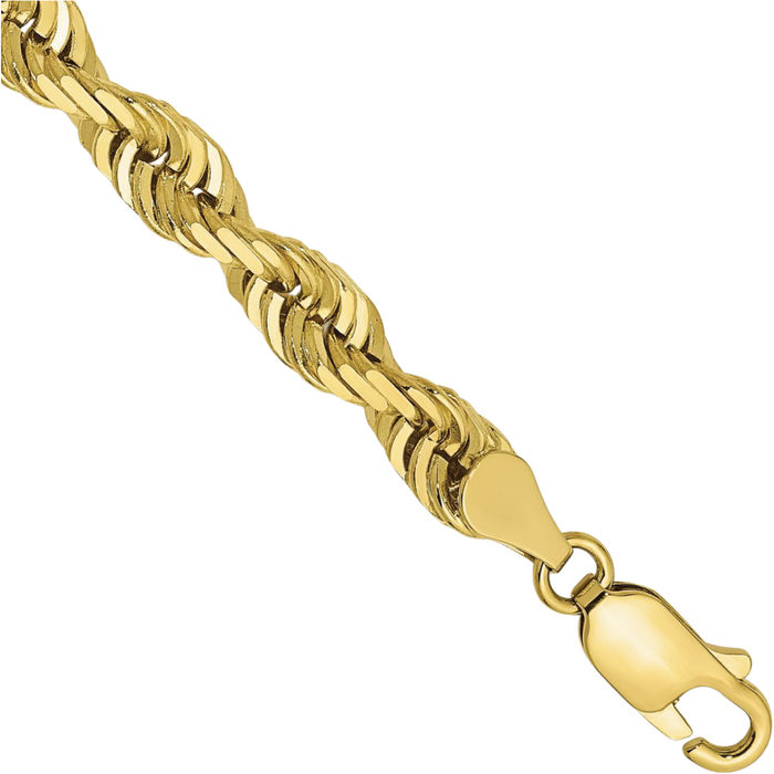 10K Solid Yellow Gold 5mm Quadruple Rope Chain Bracelet