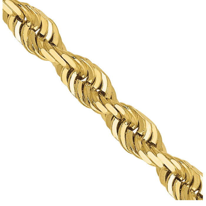 10K Solid Yellow Gold 5mm Quadruple Rope Chain Twisted Link Necklace