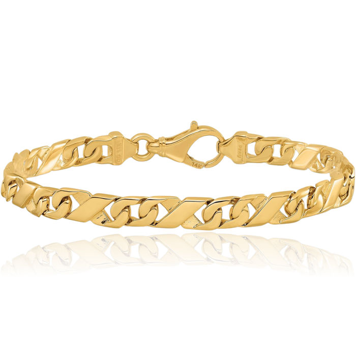 10K Solid Yellow Gold 6.1mm Link Chain Bracelet