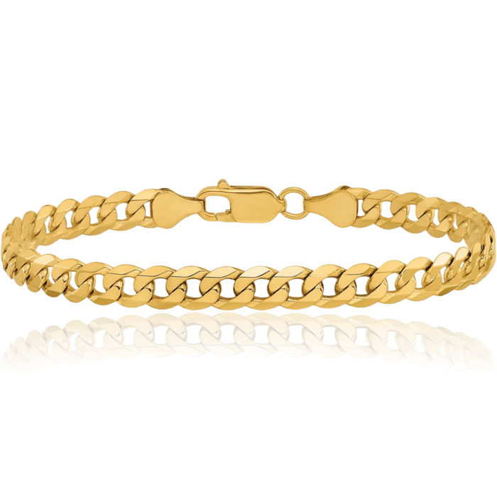 10K Solid Yellow Gold 6.25mm Curb Link Chain Bracelet
