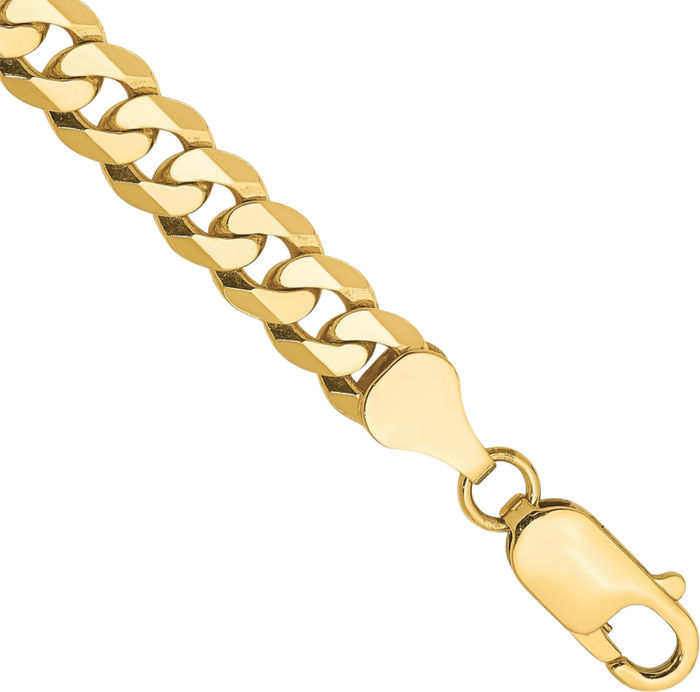10K Solid Yellow Gold 6.25mm Curb Link Chain Bracelet