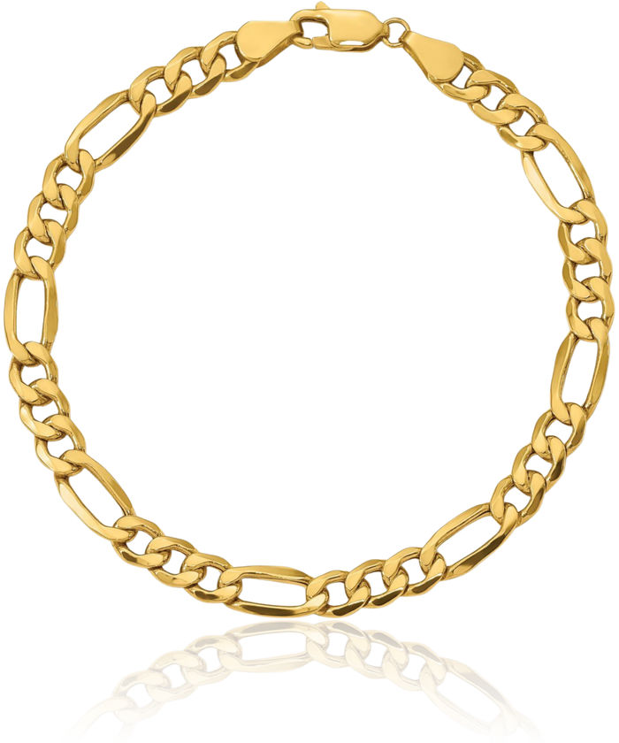 10K Solid Yellow Gold 6.25mm Figaro Link Chain Bracelet