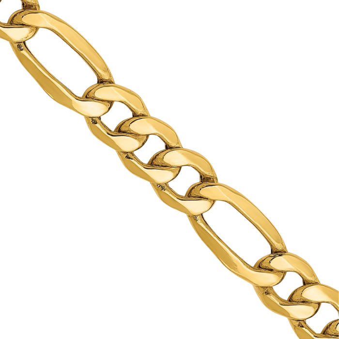 10K Solid Yellow Gold 6.25mm Figaro Link Chain Necklace