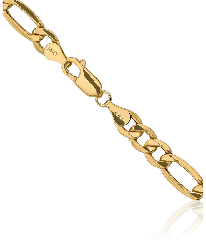 10K Solid Yellow Gold 6.25mm Figaro Link Chain Necklace