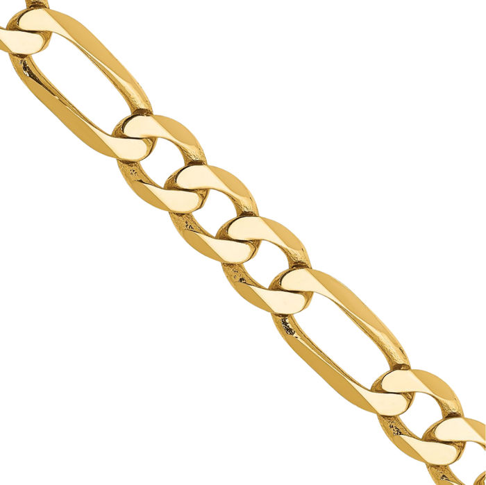 10K Solid Yellow Gold 6.25mm Figaro Link Chain Necklace