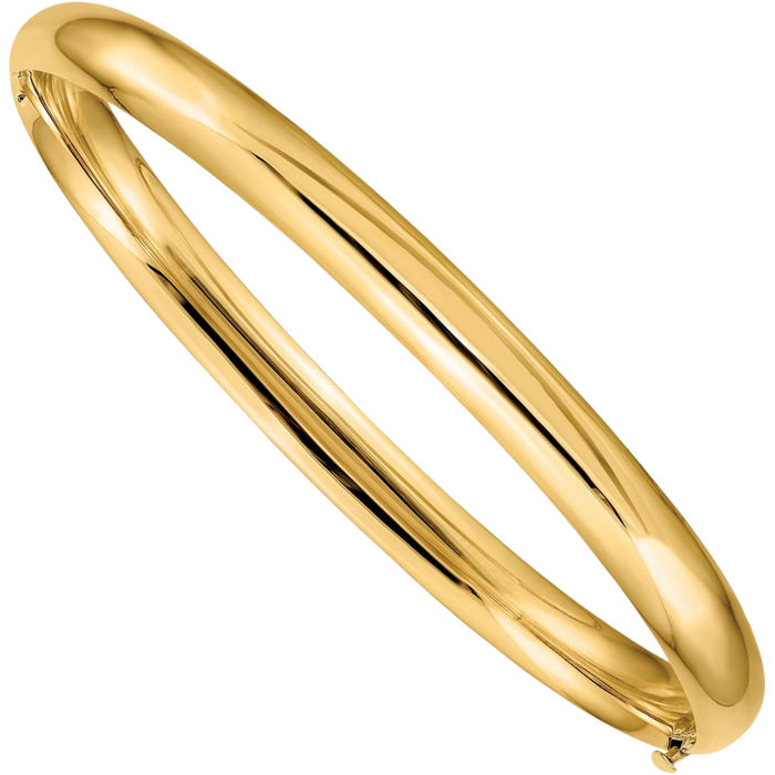 10K Solid Yellow Gold 6.35mm Bangle Bracelet