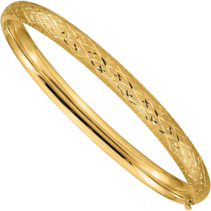 10K Solid Yellow Gold 6.35mm Bangle Bracelet