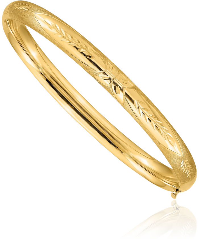 10K Solid Yellow Gold 6.35mm Florentine Bangle Bracelet