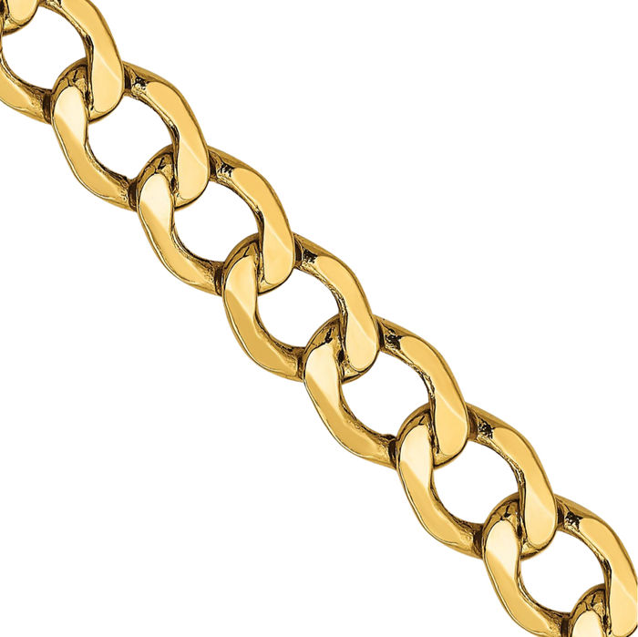 10K Solid Yellow Gold 6.5mm Curb Link Chain Necklace