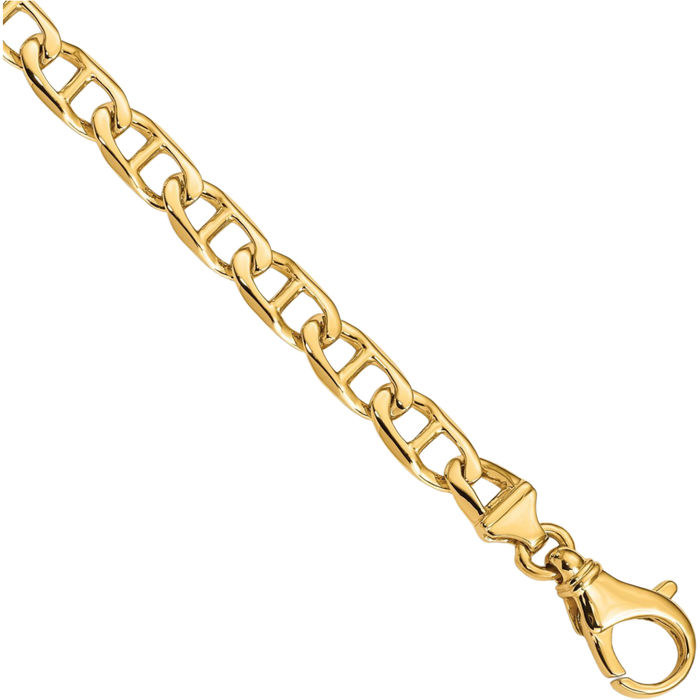 10K Solid Yellow Gold 6.5mm Figaro Link Chain Bracelet