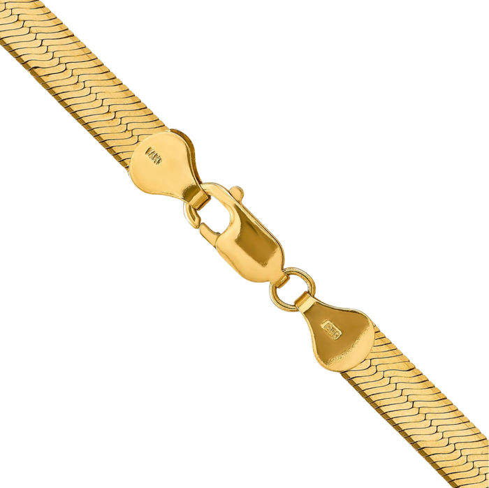 10K Solid Yellow Gold 6.5mm Herringbone Chain Necklace