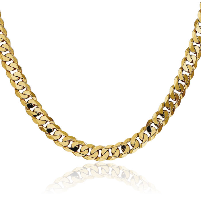 10K Solid Yellow Gold 6.75mm Curb Link Chain Necklace