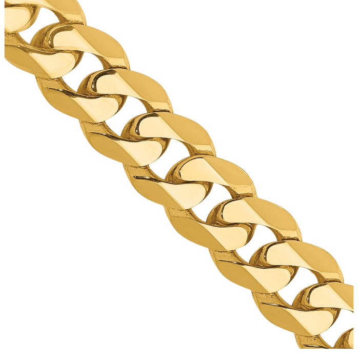 10K Solid Yellow Gold 6.75mm Curb Link Chain Necklace