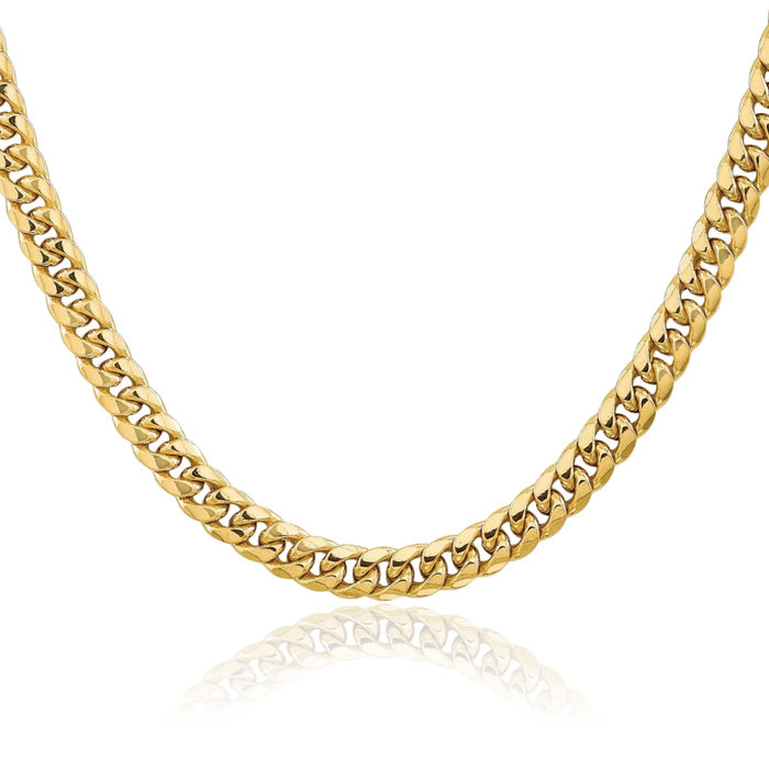 10K Solid Yellow Gold 6.75mm Miami Cuban Curb Link Chain Necklace