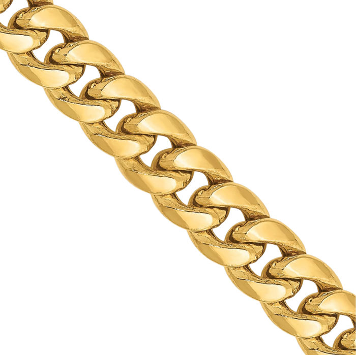 10K Solid Yellow Gold 6.75mm Miami Cuban Curb Link Chain Necklace